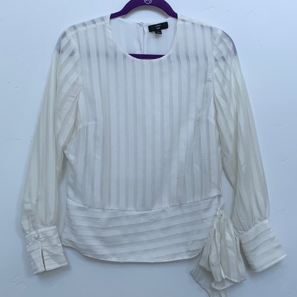 Ivory long sleeve blouse with side tie J Crew size 6